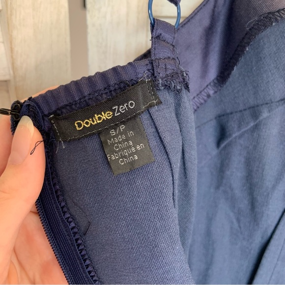 Double Zero Navy Blue Large Button Ruched Cocktail Party Mini Dress S - Picture 9 of 10